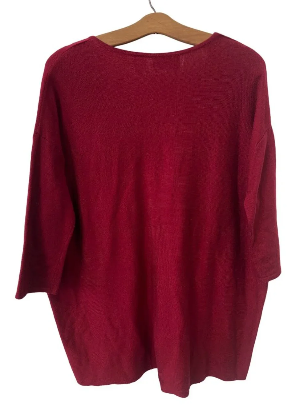 Kerisma Raven Top Size Small/Medium V Neck 3/4 Sleeve Pullover Cozy Knit Cherry